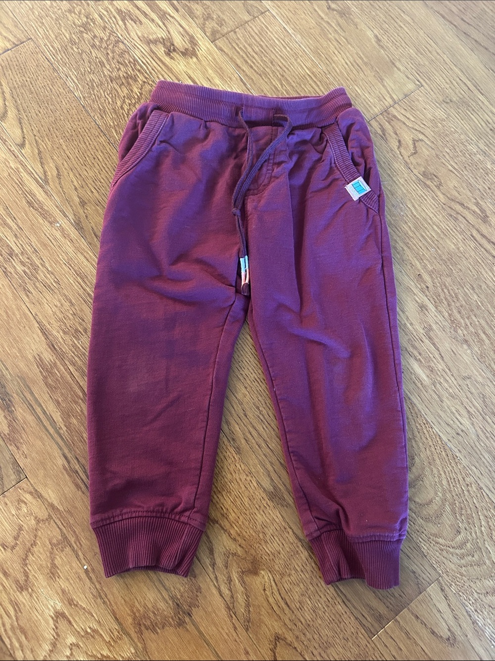 Kids Maroon Pull-On Jogger Pants with Drawstring